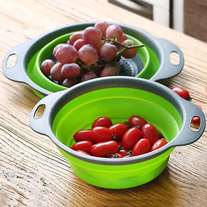 1PC Folding Strainer Bowl Outdoor Camping Tableware Silicone Folding Colander Strainer Draining Bowl Portable Camping Cookware